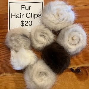 Fur hair clips $20 each